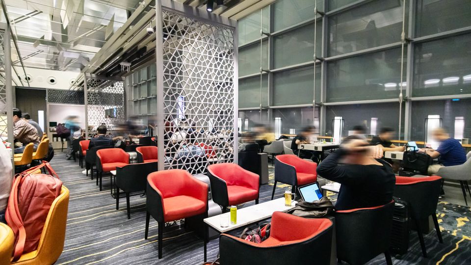The main seating area, Marhaba Lounge Singapore T3.